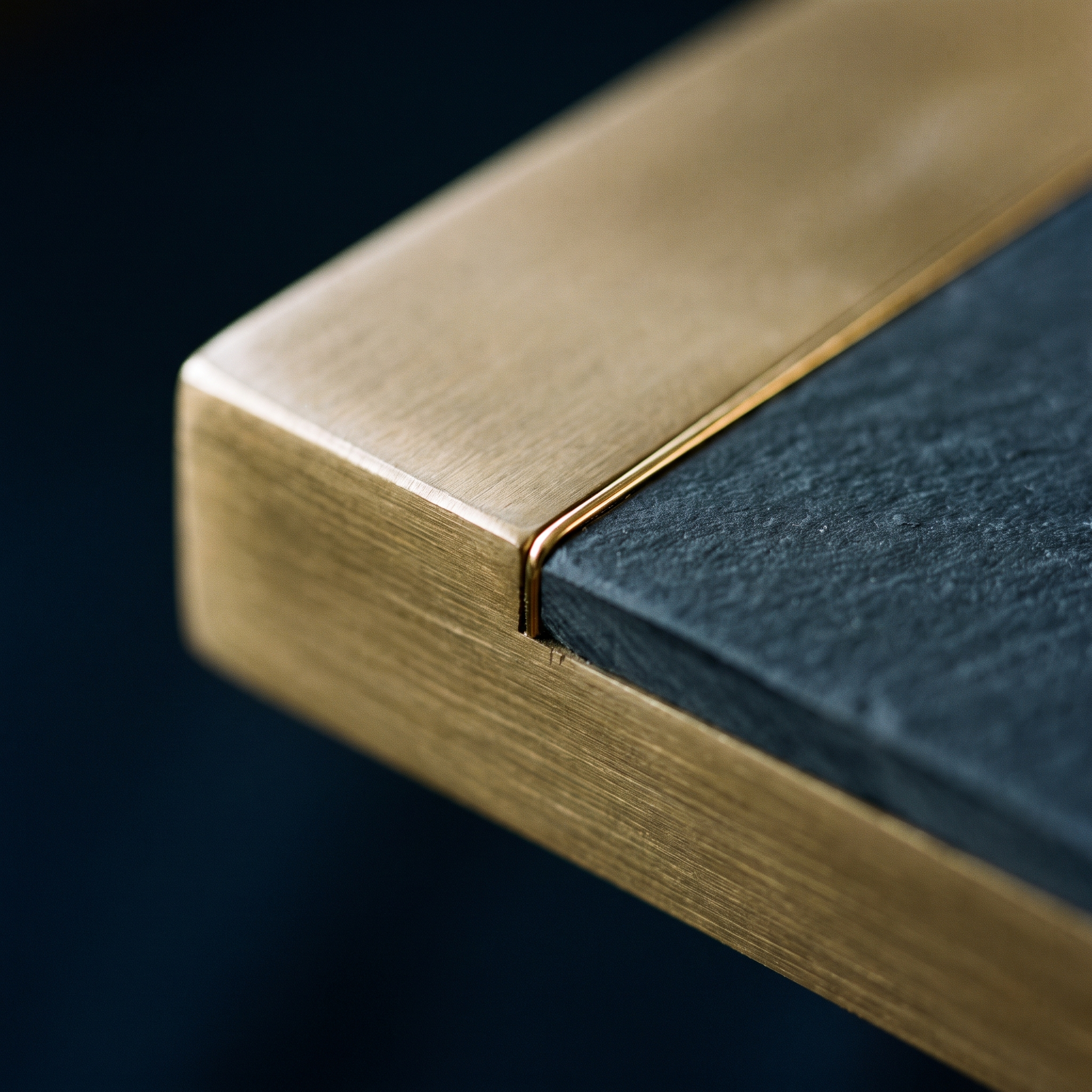 Brushed brass meeting dark stone